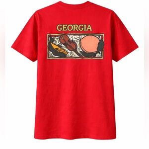 90s Vintage Georgia Graphic T-Shirt Red Folk Art Violin Music Tee Size XL